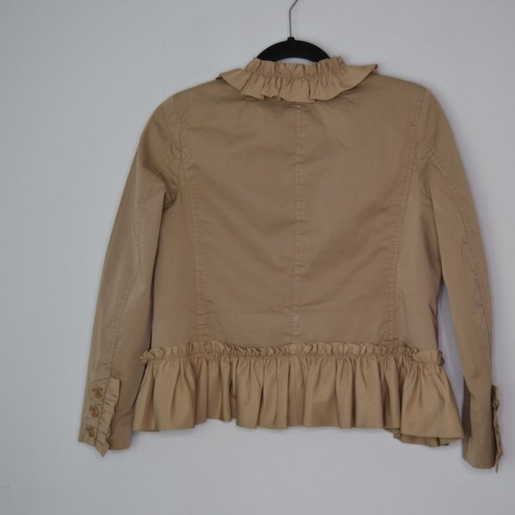 J Crew Ridge Khaki Ruffle & 4 Pockets Neutral Blazer Size 0 - Picture 8 of 9